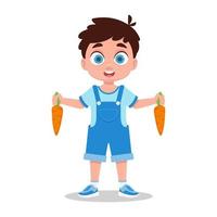 Child with carrot harvest vector