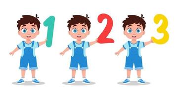 Set of kids with numbers vector