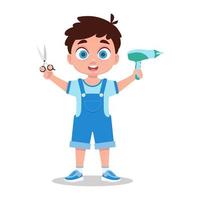 Happy boy hairdresser. Vector illustration