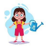 Girl with a watering can in her hand vector