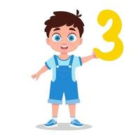 Boy holding a number in his hand vector