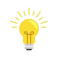 Yellow light bulb, idea icon vector