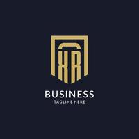 XR logo initial with geometric shield shape design style vector