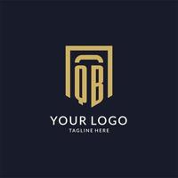 QB logo initial with geometric shield shape design style vector