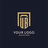 UB logo initial with geometric shield shape design style vector