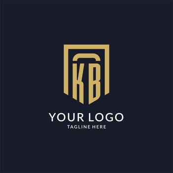 KB logo initial with geometric shield shape design style vector
