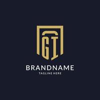 GI logo initial with geometric shield shape design style vector
