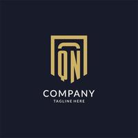 QN logo initial with geometric shield shape design style vector