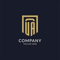 UA logo initial with geometric shield shape design style vector