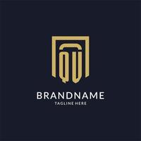 QV logo initial with geometric shield shape design style vector