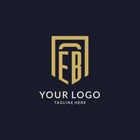 EB logo initial with geometric shield shape design style vector