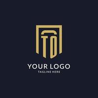 TO logo initial with geometric shield shape design style vector