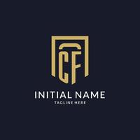 CF logo initial with geometric shield shape design style vector