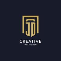 JD logo initial with geometric shield shape design style vector