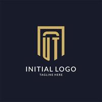 UT logo initial with geometric shield shape design style vector