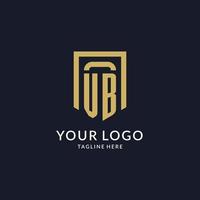 VB logo initial with geometric shield shape design style vector
