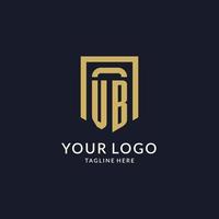 VB logo initial with geometric shield shape design style vector