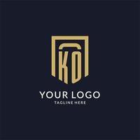 KO logo initial with geometric shield shape design style vector