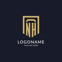 NH logo initial with geometric shield shape design style vector