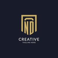 ND logo initial with geometric shield shape design style vector