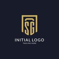 SG logo initial with geometric shield shape design style vector