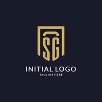 sg logo inicial con geométrico proteger forma diseño estilo vector