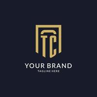 TC logo initial with geometric shield shape design style vector
