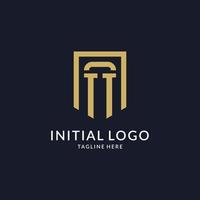 TT logo initial with geometric shield shape design style vector