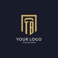 TB logo initial with geometric shield shape design style vector