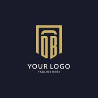 DB logo initial with geometric shield shape design style vector