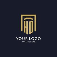 HO logo initial with geometric shield shape design style vector