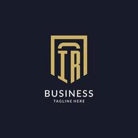 IR logo initial with geometric shield shape design style vector
