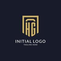 HG logo initial with geometric shield shape design style vector