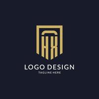 HX logo initial with geometric shield shape design style vector