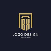 BX logo initial with geometric shield shape design style vector