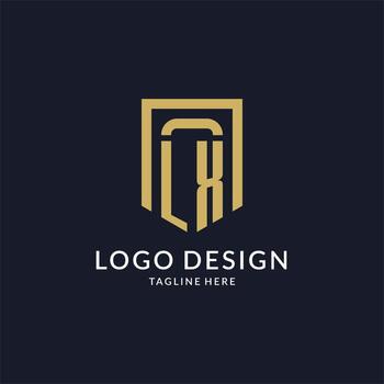 LX logo initial with geometric shield shape design style vector
