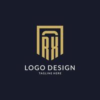 RX logo initial with geometric shield shape design style vector