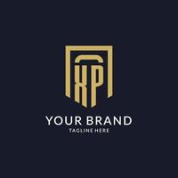 XP logo initial with geometric shield shape design style vector