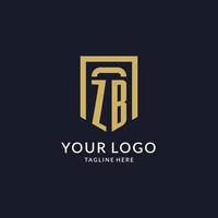 ZB logo initial with geometric shield shape design style vector