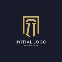 ZT logo initial with geometric shield shape design style vector