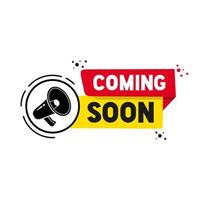 Coming soon banner template, icon design. Vector illustration on white background.