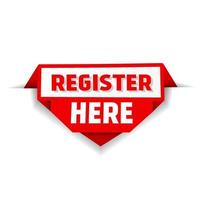 Register here banner flat style. Web element. Vector illustration.