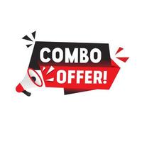 Combo offer - banner, template, megaphone icon, vector illustration. Flat design.