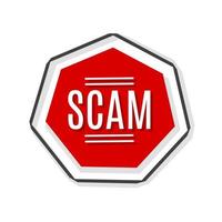 Scam badge icon. banner template. Vector illustration isolated on white background.