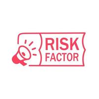 Risk factor badge icon, megaphone. modern style vector design template.