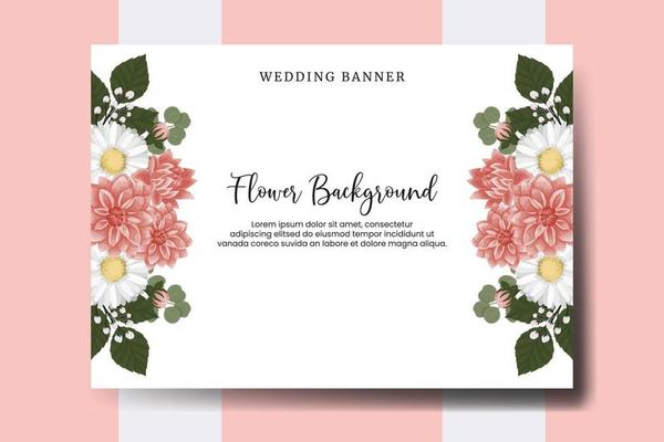 Wedding banner flower background, Digital watercolor hand drawn Dahlia Flower design Template