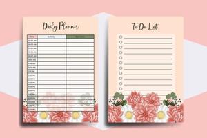 Planner To Do List Dahlia Flower Design Template vector