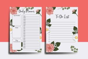 Planner To Do List Dahlia Flower Design Template vector