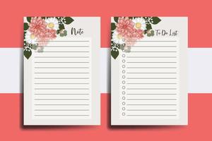 To do list Planner template Dahlia Flower Design vector