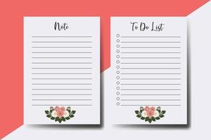 To do list Planner template Dahlia Flower Design vector